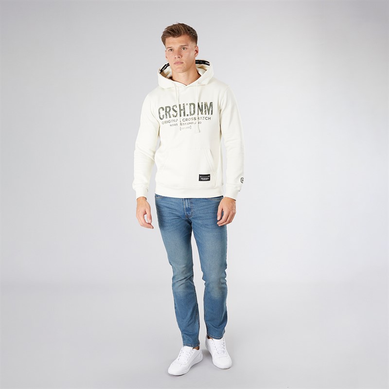 Crosshatch Mens Campbox Hoodie Off White
