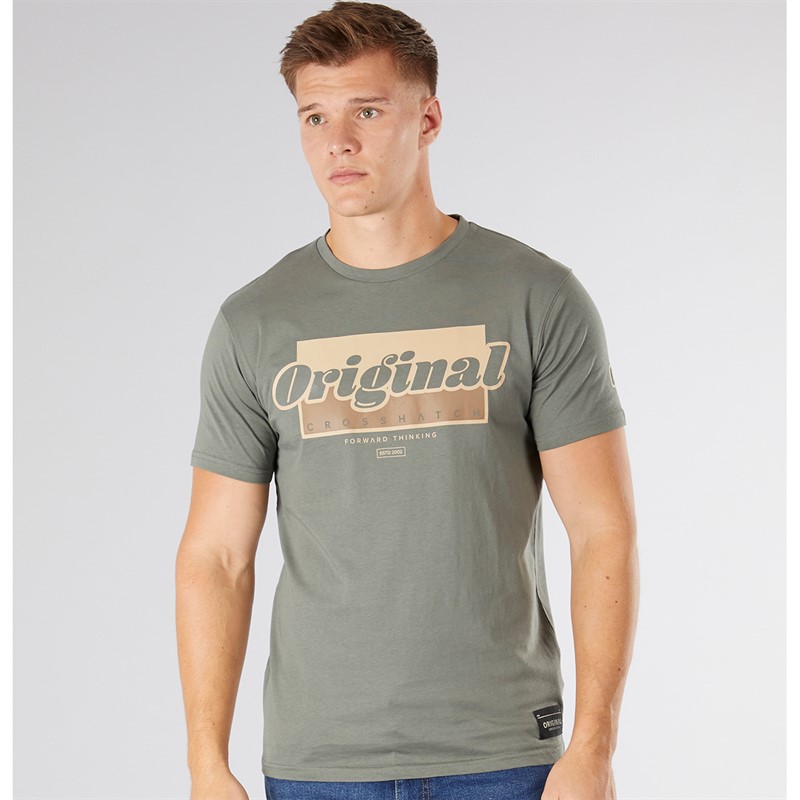 Crosshatch Herre Chevin T-Shirt Oliven