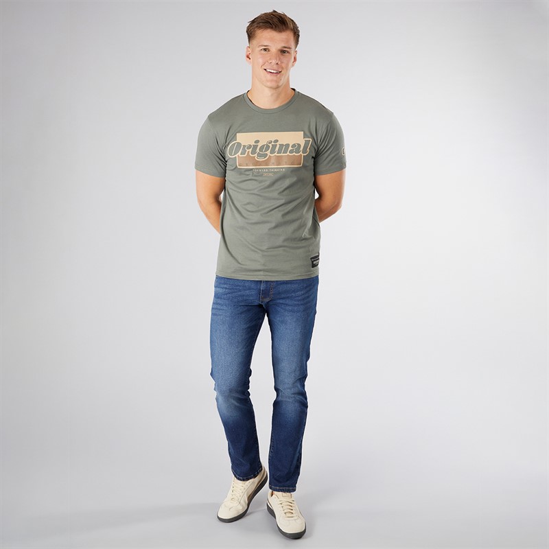 Crosshatch Herre Chevin T-Shirt Oliven