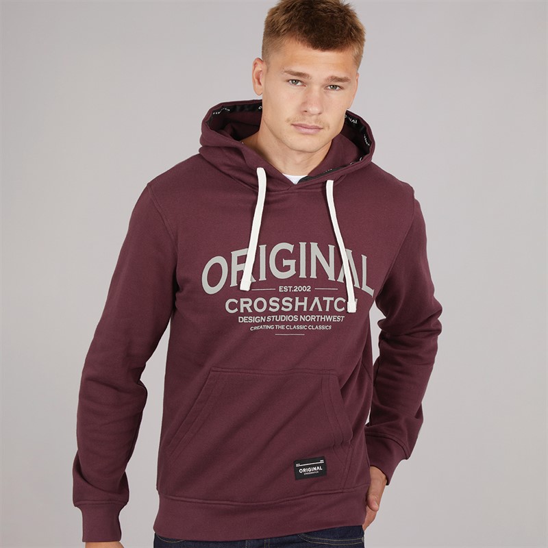 Crosshatch Herren Vintage Kapuzenpullover Rosine