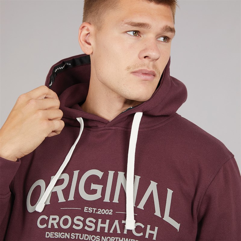 Crosshatch Herren Vintage Kapuzenpullover Rosine