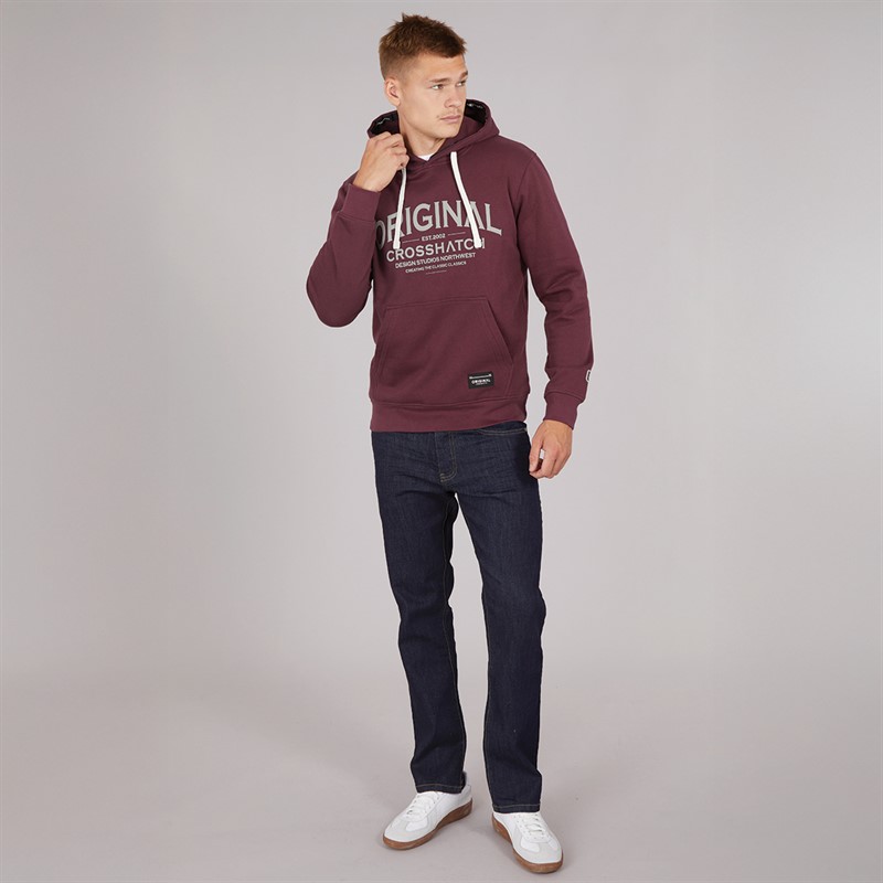 Crosshatch Herren Vintage Kapuzenpullover Rosine