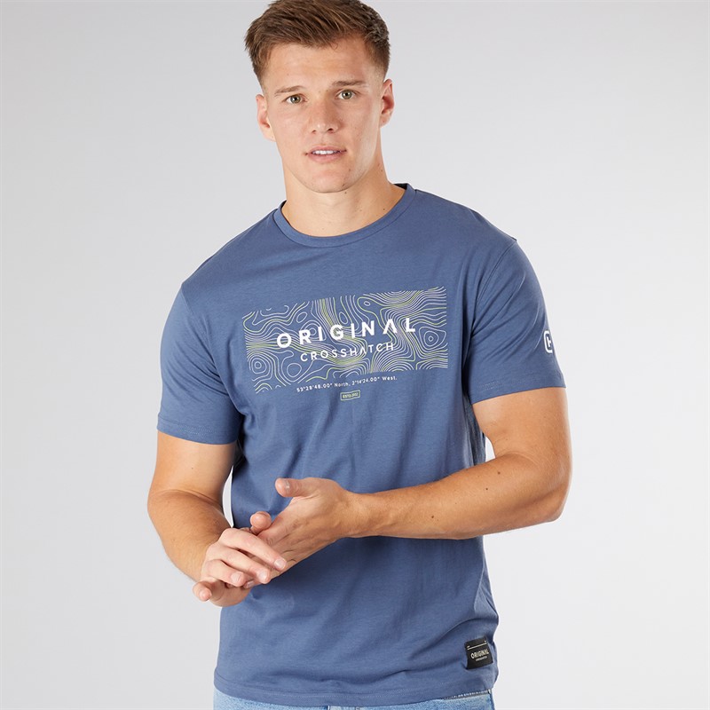 Crosshatch T-shirt dla niego kolor denim