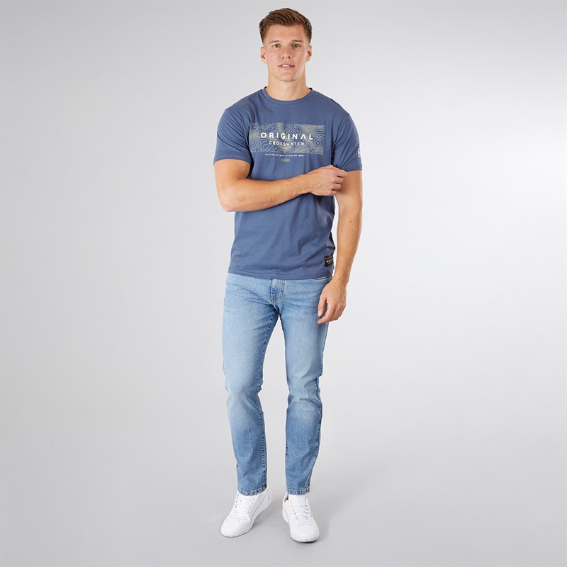 Crosshatch T-shirt dla niego kolor denim