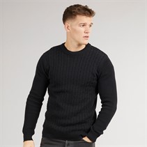 Crosshatch Heren Kabstars Kabelbrei Trui Zwart