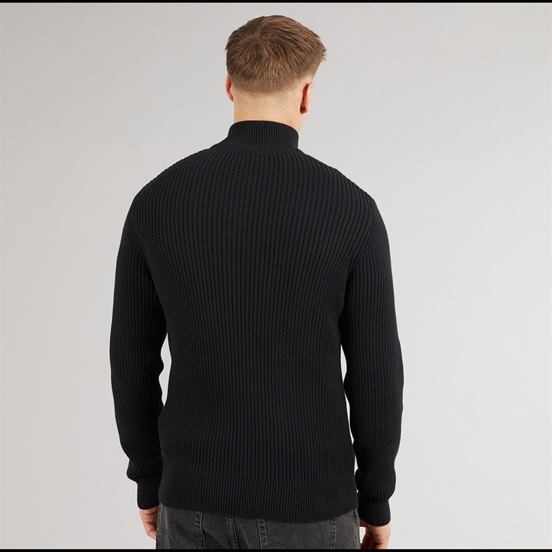 Crosshatch Mens Havaline 1/4 Zip Knitted Jumper Black