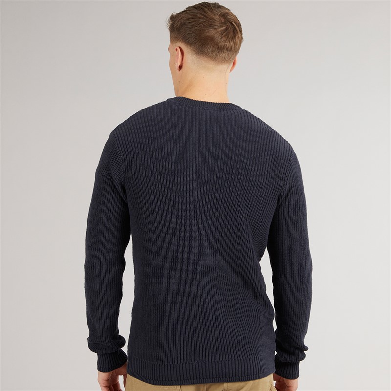 Crosshatch Herren Kabstars Zopfmuster Pullover Navy