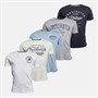 Crosshatch Mens Collegetheme Five Pack T-Shirts Assorted
