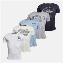 Crosshatch Mens Collegetheme Five Pack T-Shirts Assorted