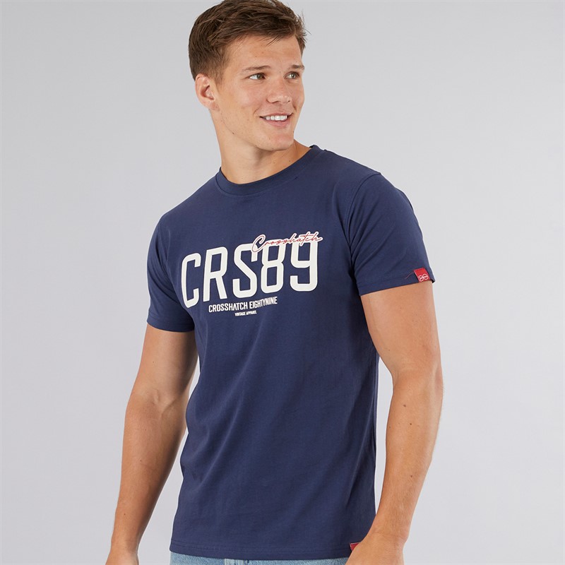 Crosshatch Mens Ellsworth T-Shirt Navy - Size M