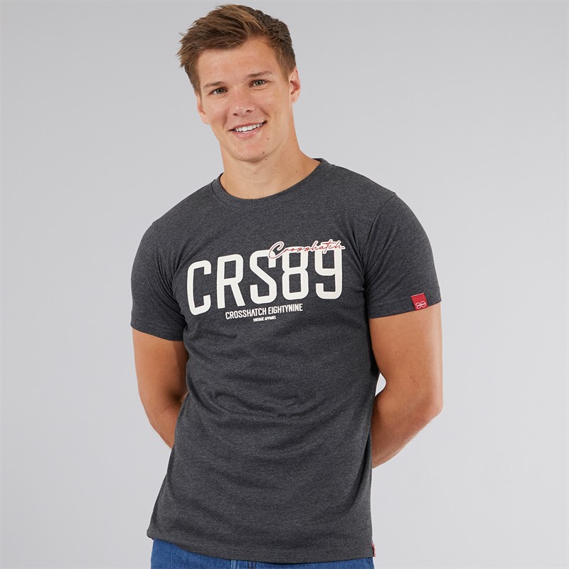 Crosshatch Mens Ellsworth T-Shirt Charcoal Marl