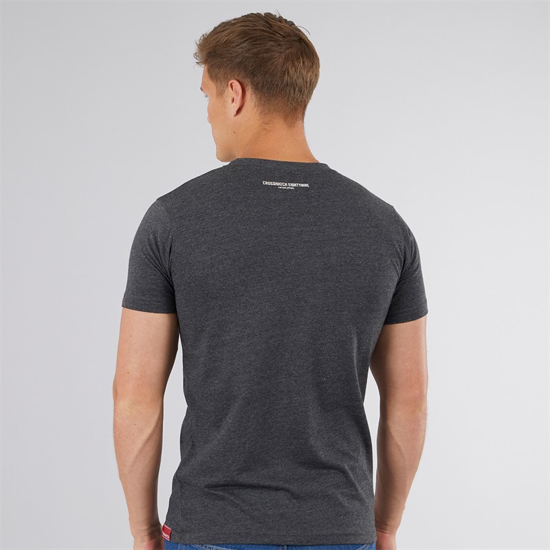 Crosshatch Mens Ellsworth T-Shirt Charcoal Marl