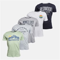 Crosshatch Mens Sumertons Five Pack T-Shirts Assorted
