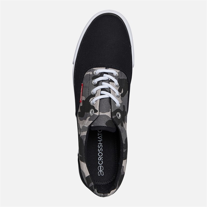 Crosshatch Herren Skywalk Canvas Pumps Black Camo/Schwarz