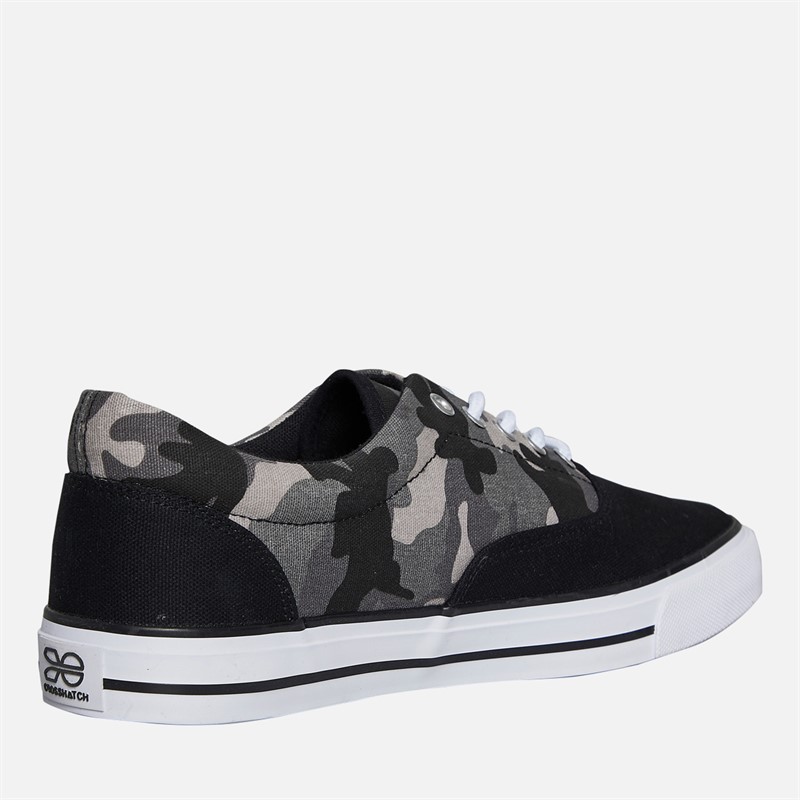Crosshatch Herren Skywalk Canvas Pumps Black Camo/Schwarz