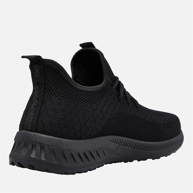 Crosshatch Mens Antioch Trainers Black Mono