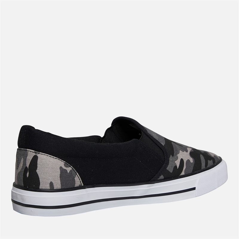 Crosshatch Herren Ramp Slip On Segeltuch Sneaker Black Camo/Schwarz