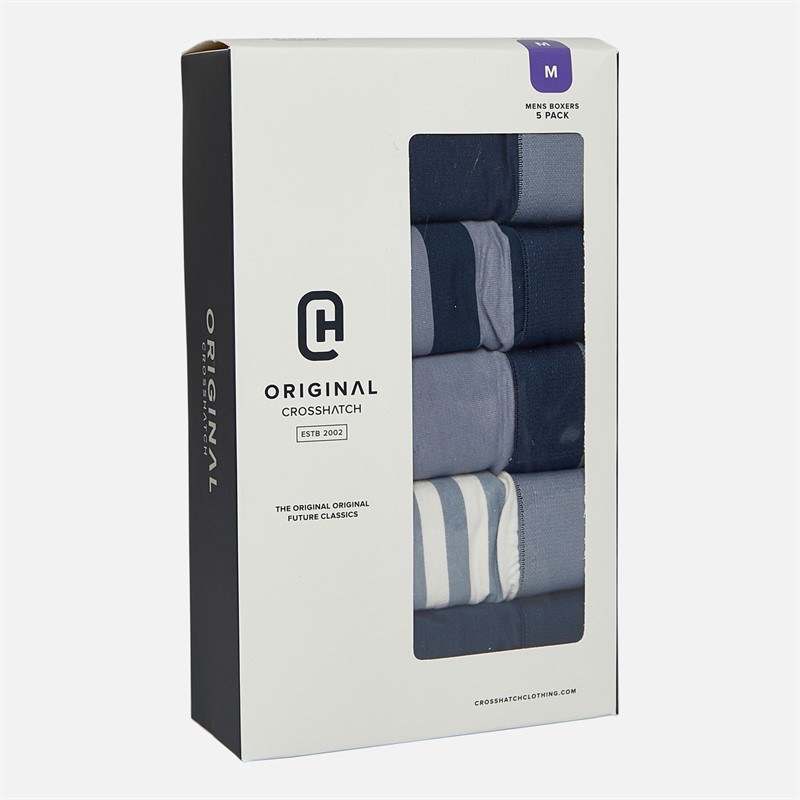 Crosshatch Herren Linatrix Fünfer Pack Boxershorts Blau