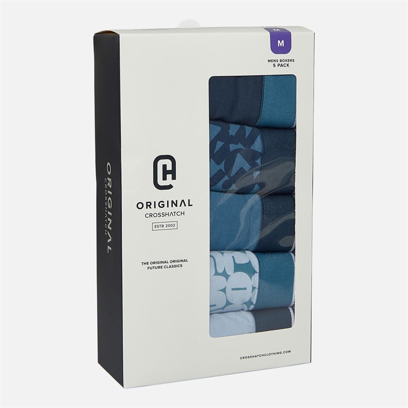 Crosshatch Herren Dringal Fünferpack Boxershorts Blau