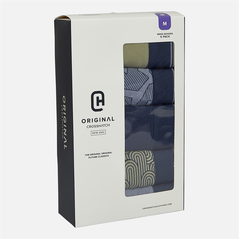 Crosshatch Herren Spherigon Fünferpack Boxer Grün/Blau
