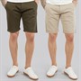Crosshatch Mens Sinwood Two Pack Chino Shorts Khaki/Beige