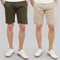 Crosshatch Mens Sinwood Two Pack Chino Shorts Khaki/Beige
