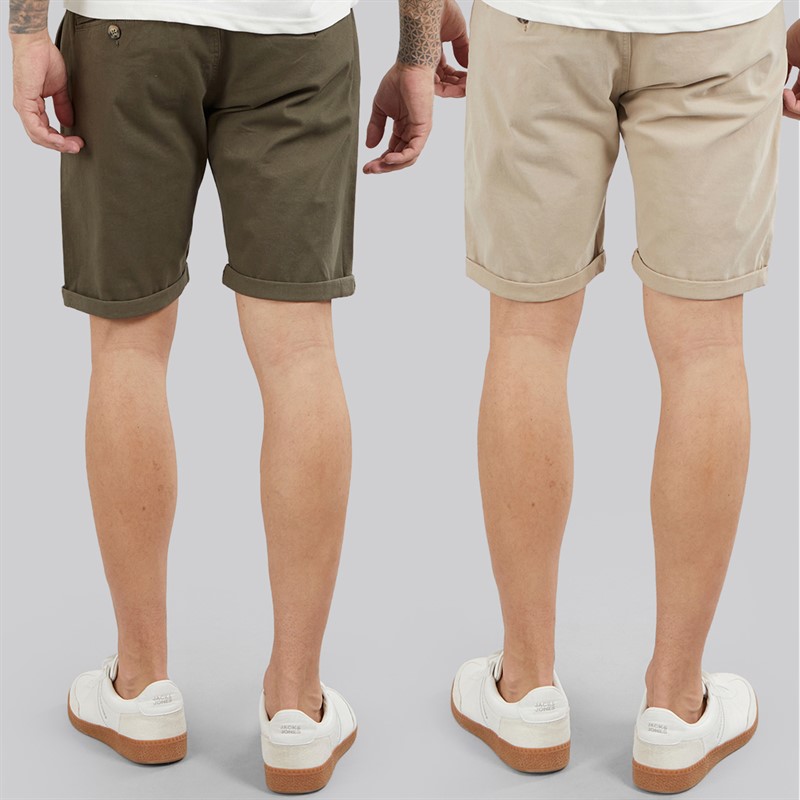 Crosshatch Mens Sinwood Two Pack Chino Shorts Khaki/Beige