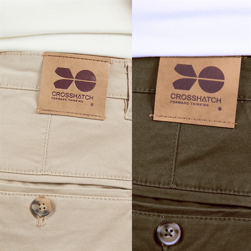 Crosshatch Mens Sinwood Two Pack Chino Shorts Khaki/Beige