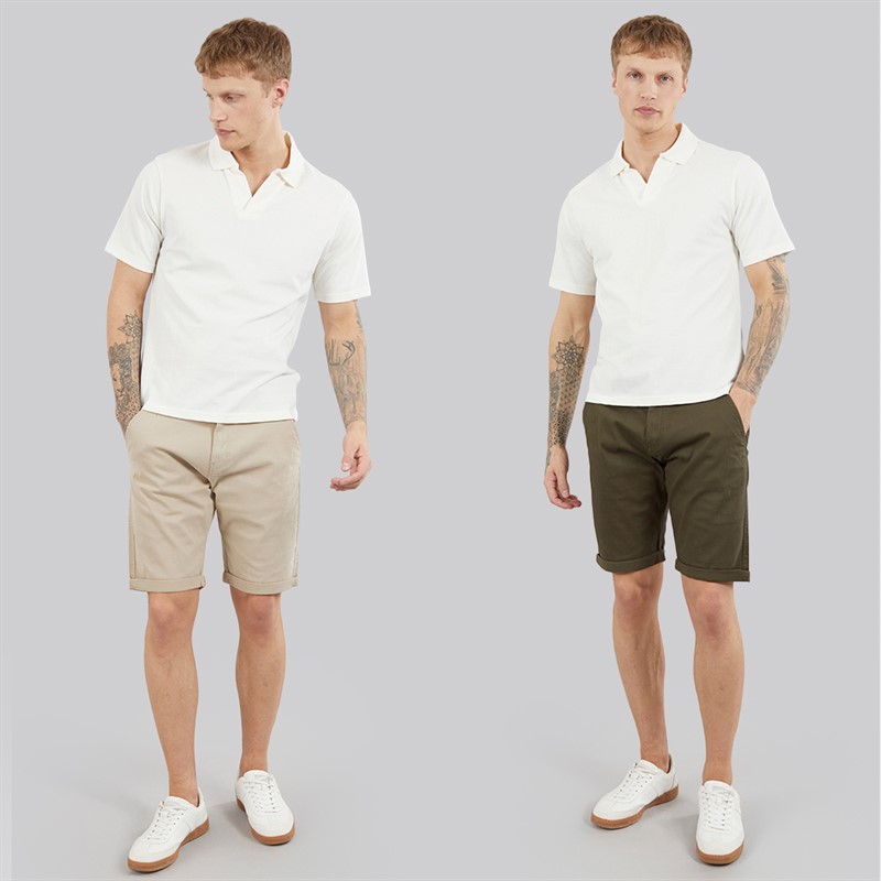 Crosshatch Mens Sinwood Two Pack Chino Shorts Khaki/Beige