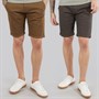 Crosshatch Mens Sinwood Two Pack Chino Shorts Charcoal/Cinnamon