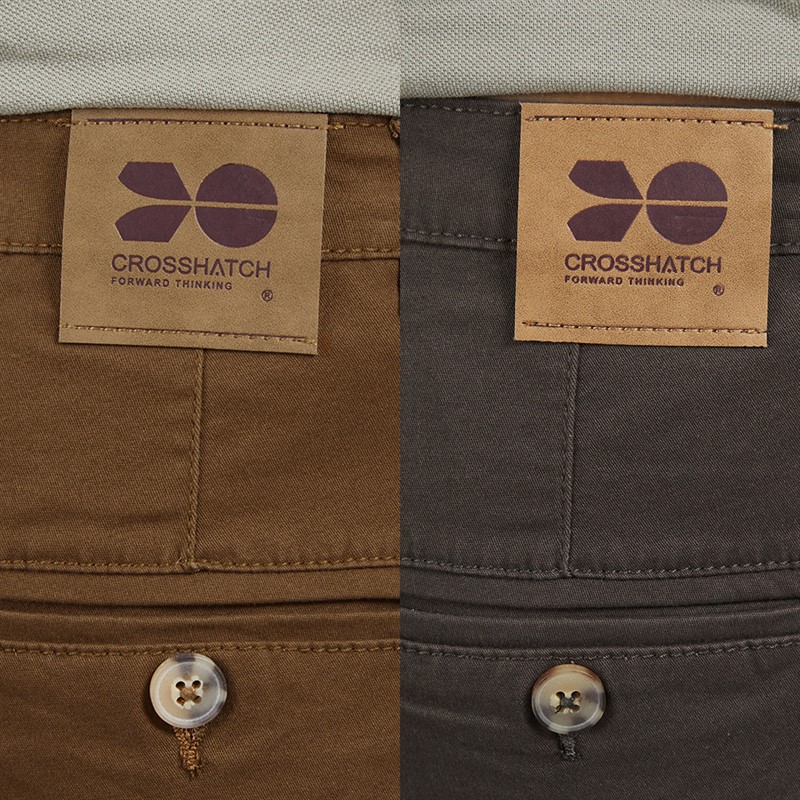 Crosshatch Mens Sinwood Two Pack Chino Shorts Charcoal/Cinnamon