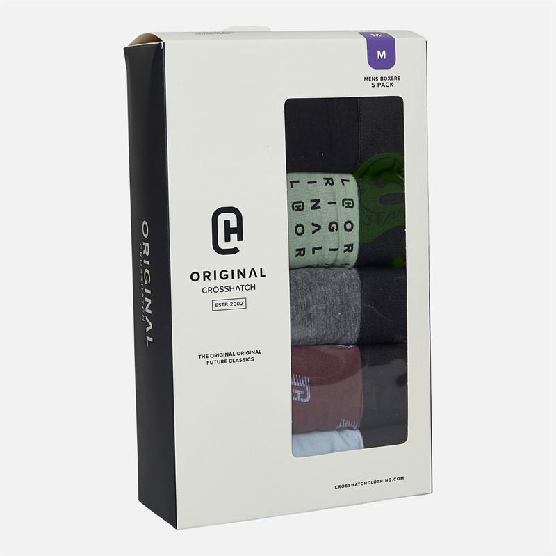 Crosshatch Mens Motifix Five Pack Boxers Assorted