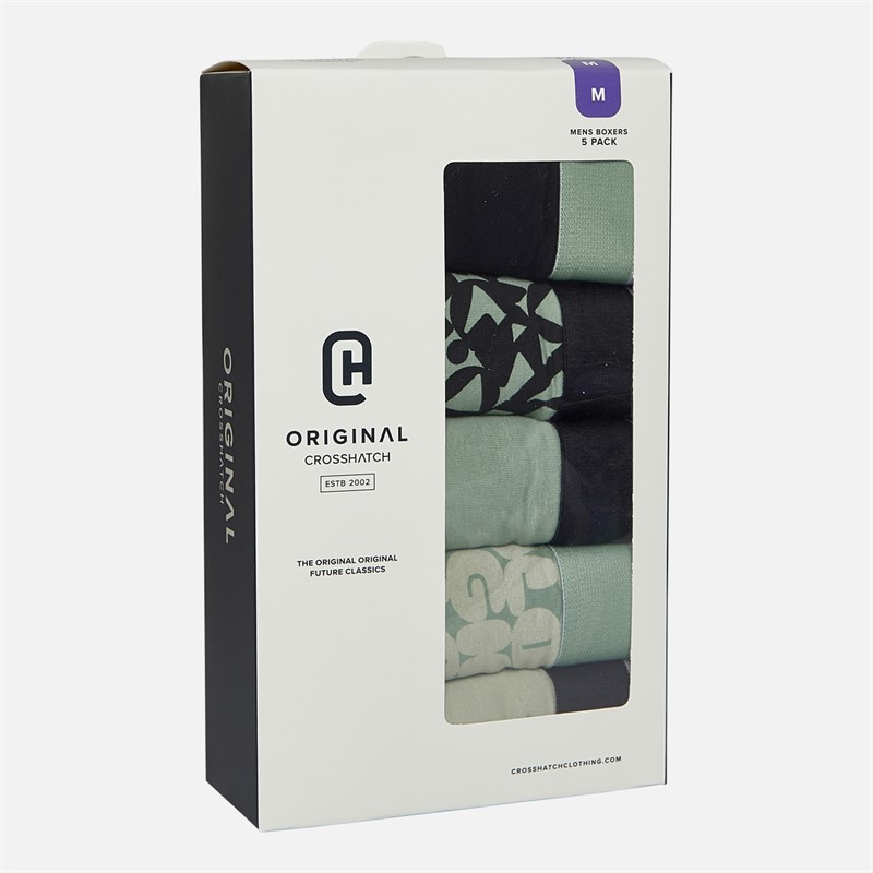 Crosshatch Mens Dringal Five Pack Boxers Green/Blue