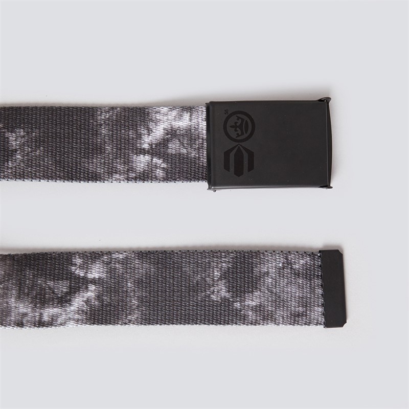 Crosshatch Mens Canvas Fold Over Buckle Belt Grey Tie Dye