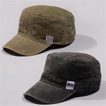 Crosshatch Mens Two Pack Military Style Caps Washed Green/Acid Grey