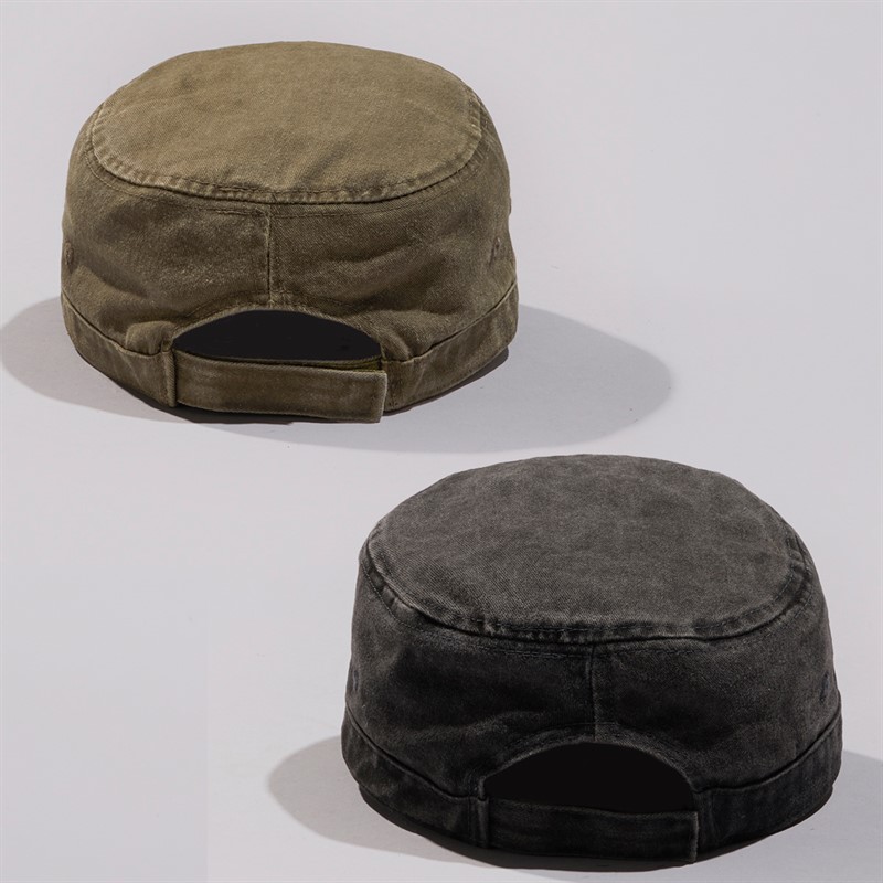 Crosshatch Mens Two Pack Military Style Caps Washed Green/Acid Grey