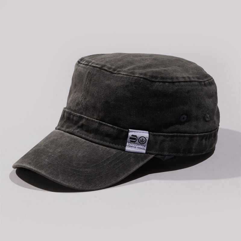 Crosshatch Mens Two Pack Military Style Caps Washed Green/Acid Grey