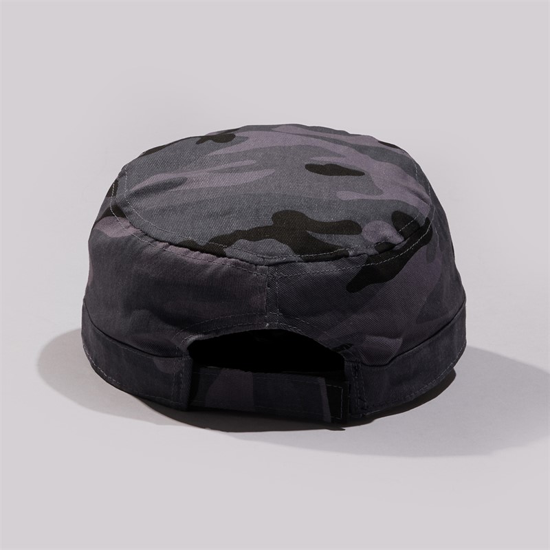 Crosshatch Mens Camo Military Style Cap Black Grey Camo