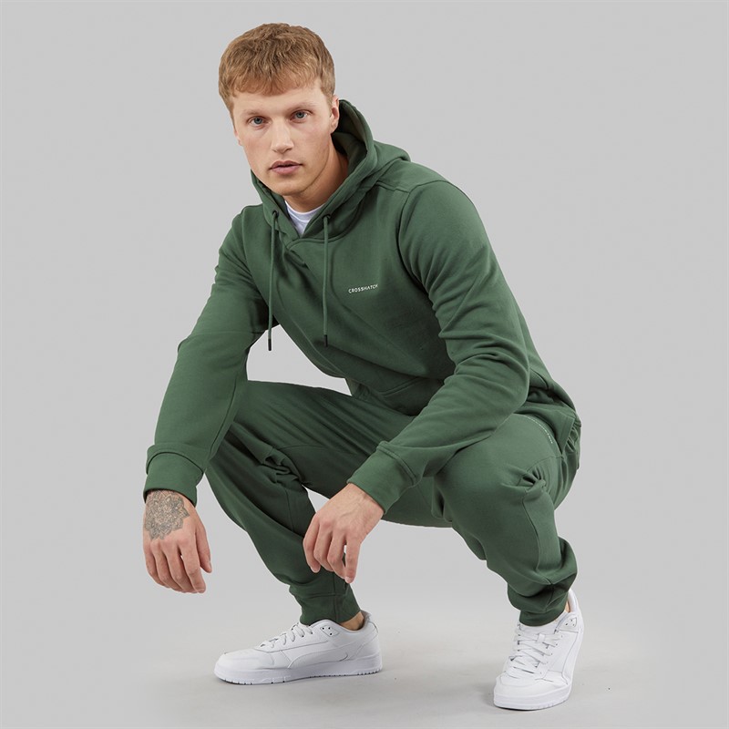 Crosshatch Mens Chelmere Hoodie And Joggers Set Khaki