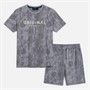Crosshatch Mens Bardon Camo T-Shirt And Shorts Two Piece Set Steel Blue