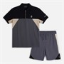 Crosshatch Mens Castlebay Polo Shirt And Shorts Two Piece Set Slate