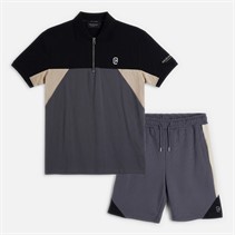 Crosshatch Mens Castlebay Polo Shirt And Shorts Two Piece Set Slate