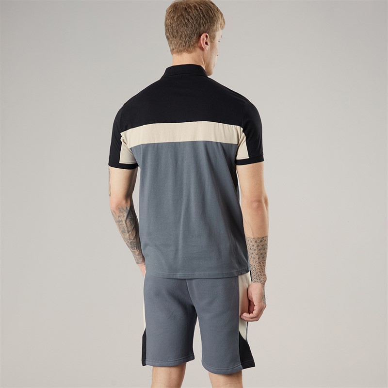 Crosshatch Mens Castlebay Polo Shirt And Shorts Two Piece Set Slate