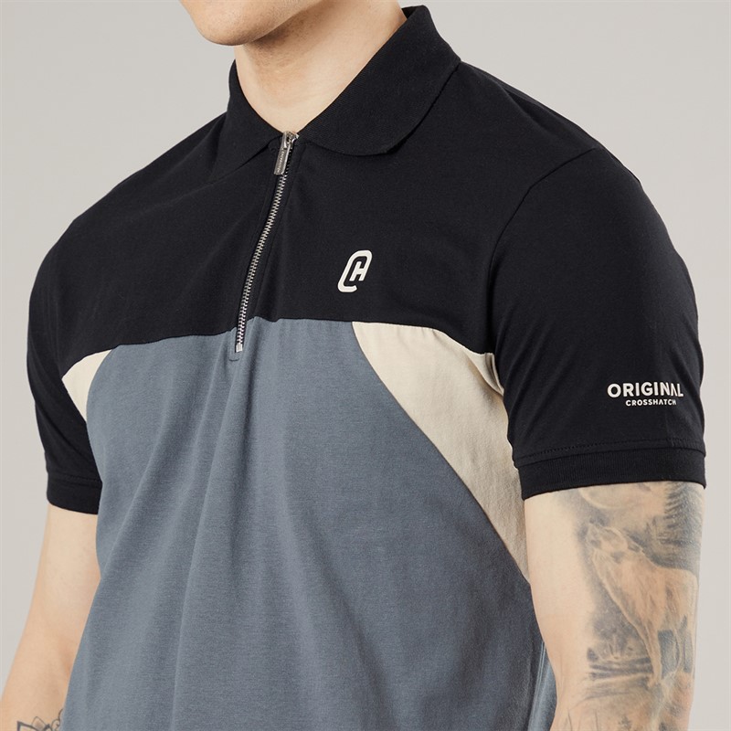 Crosshatch Mens Castlebay Polo Shirt And Shorts Two Piece Set Slate