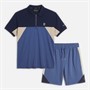 Crosshatch Mens Castlebay Polo Shirt And Shorts Two Piece Set Blue
