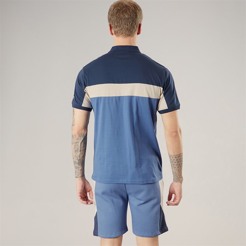 Crosshatch Mens Castlebay Polo Shirt And Shorts Two Piece Set Blue