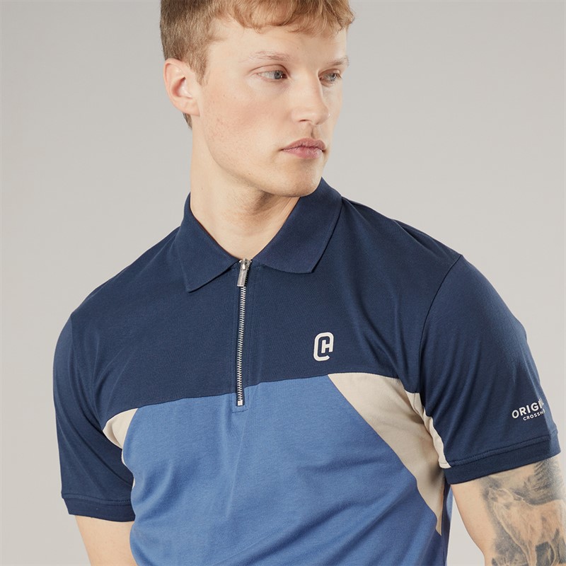 Crosshatch Mens Castlebay Polo Shirt And Shorts Two Piece Set Blue
