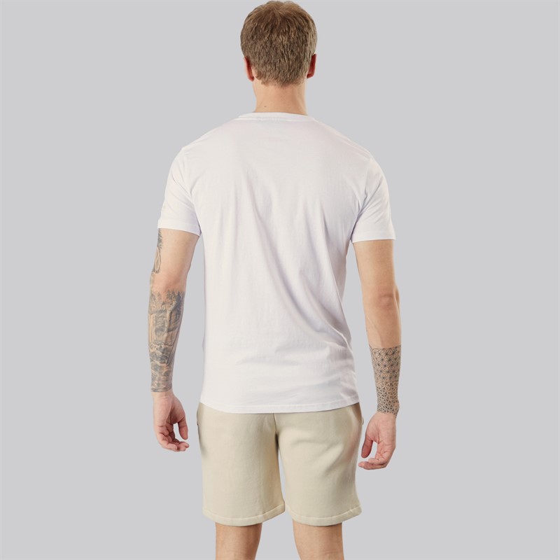 Crosshatch Mens Bardon T-Shirt And Shorts Two Piece Set White/Light Stone White/Lt Stone