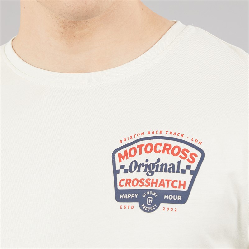 Crosshatch Mens Motocross T-Shirt Off White