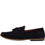 Dune Mens London Blaisse Tassel-Trim Loafers Navy